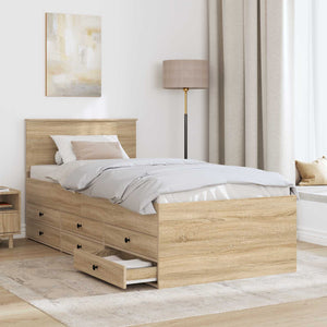 vidaXL Day Bed Sonoma Oak and Black 75 x 190 cm Engineered Wood