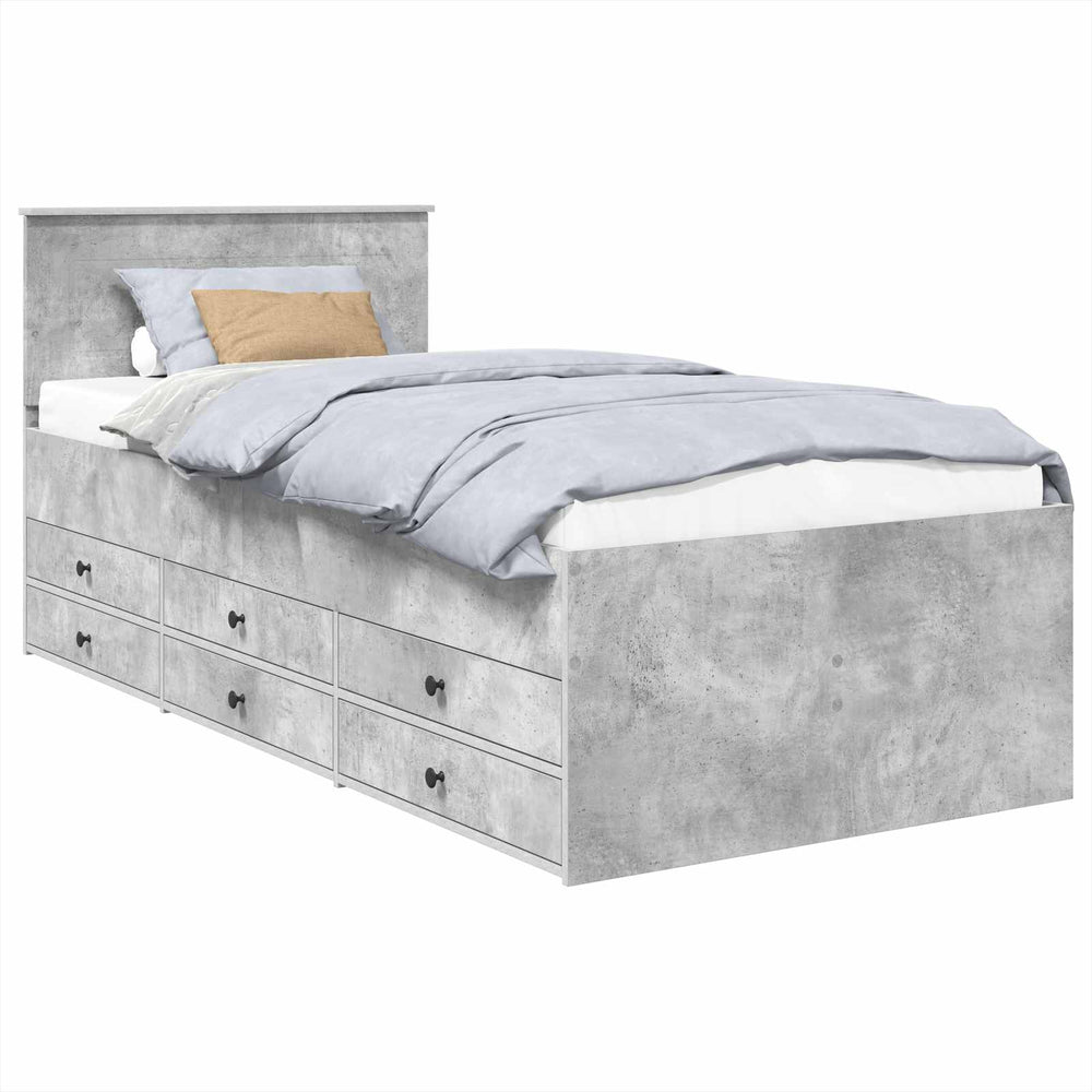 vidaXL Day Bed Concrete Grey and Black 70 x 190 cm Engineered Wood