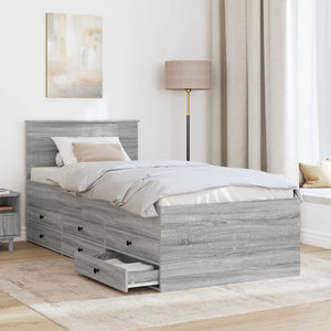 vidaXL Day Bed Grey Sonoma and Black 75 x 190 cm Engineered Wood
