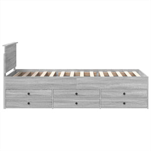 vidaXL Day Bed Grey Sonoma and Black 75 x 190 cm Engineered Wood