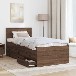 vidaXL Day Bed Brown Oak and Black 75 x 190 cm Engineered Wood