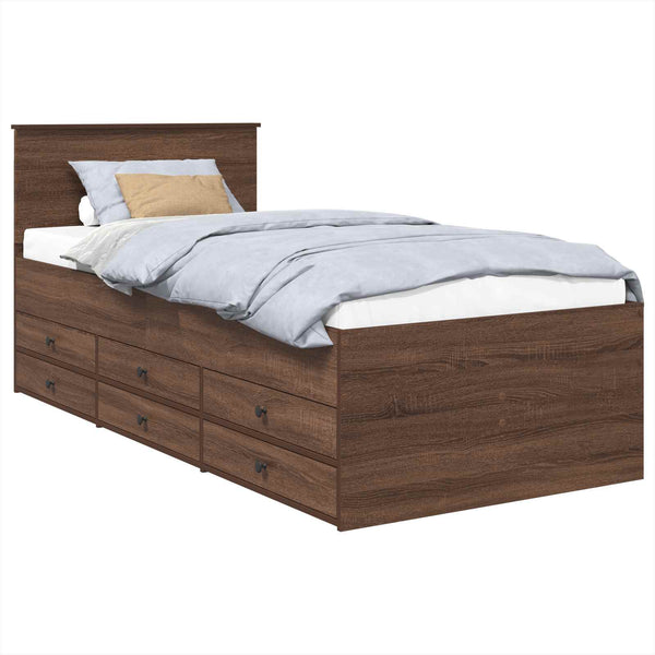 vidaXL Day Bed Brown Oak and Black 75 x 190 cm Engineered Wood