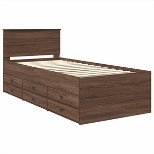 vidaXL Day Bed Brown Oak and Black 75 x 190 cm Engineered Wood