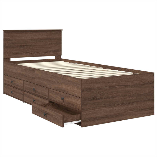 vidaXL Day Bed Brown Oak and Black 75 x 190 cm Engineered Wood