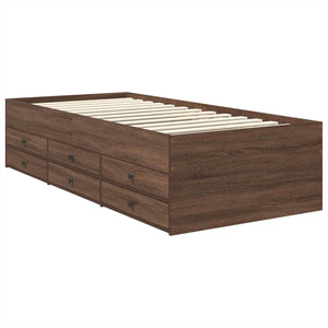 vidaXL Day Bed Brown Oak and Black 75 x 190 cm Engineered Wood