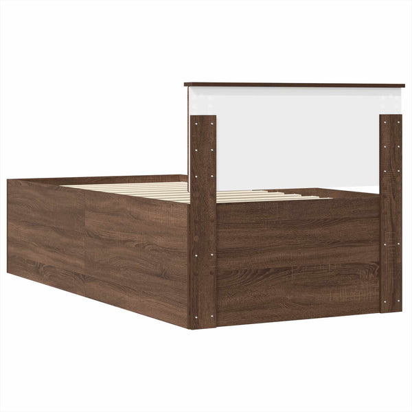 vidaXL Day Bed Brown Oak and Black 75 x 190 cm Engineered Wood