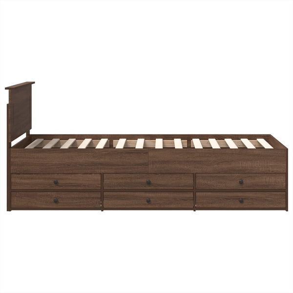 vidaXL Day Bed Brown Oak and Black 75 x 190 cm Engineered Wood