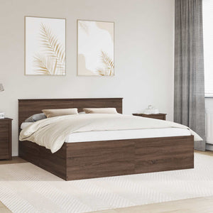 vidaXL Bed Frame Brown Oak Look 200 x 200 cm Engineered Wood