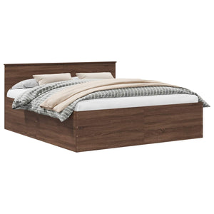 vidaXL Bed Frame Brown Oak Look 200 x 200 cm Engineered Wood