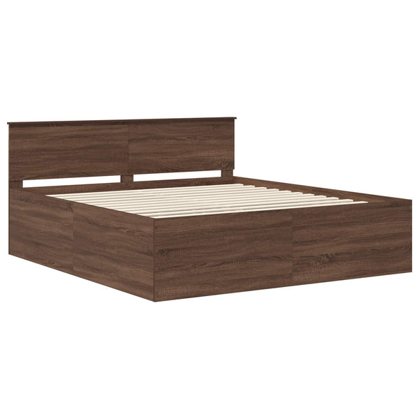 vidaXL Bed Frame Brown Oak Look 200 x 200 cm Engineered Wood