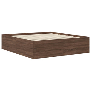 vidaXL Bed Frame Brown Oak Look 200 x 200 cm Engineered Wood
