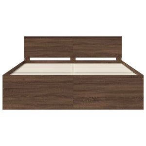 vidaXL Bed Frame Brown Oak Look 200 x 200 cm Engineered Wood