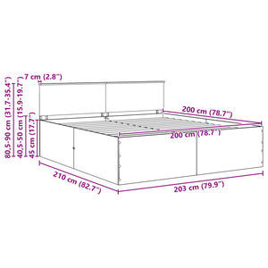 vidaXL Bed Frame Brown Oak Look 200 x 200 cm Engineered Wood
