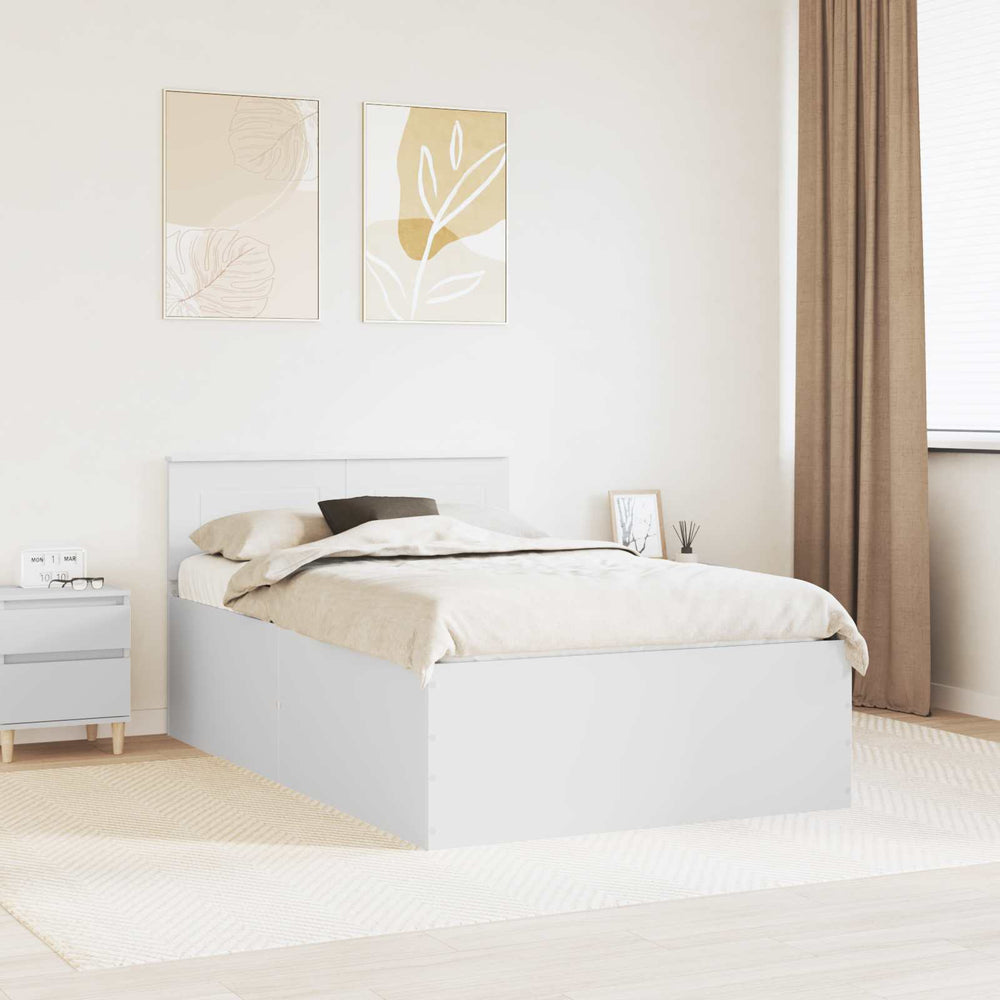 vidaXL Bed Frame with Headboard White 135 x 190 cm Engineered Wood