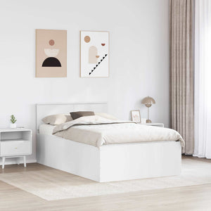 vidaXL Bed Frame with Headboard White 135 x 190 cm Engineered Wood