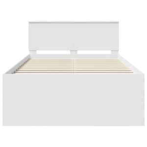 vidaXL Bed Frame with Headboard White 135 x 190 cm Engineered Wood