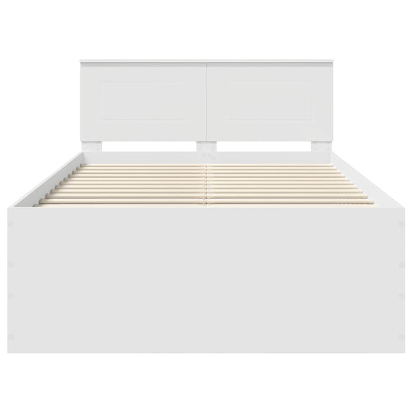 vidaXL Bed Frame with Headboard White 135 x 190 cm Engineered Wood