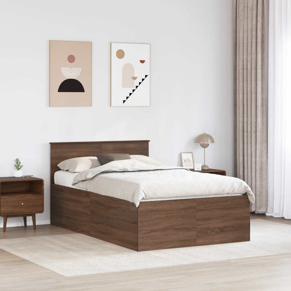 vidaXL Bed Frame Brown Oak Effect 120 x 200 cm Engineered Wood