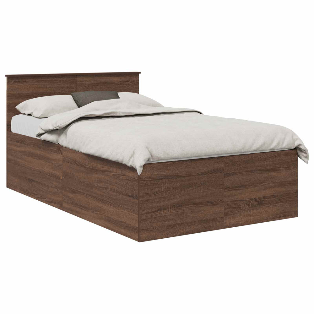 vidaXL Bed Frame Brown Oak Effect 120 x 200 cm Engineered Wood
