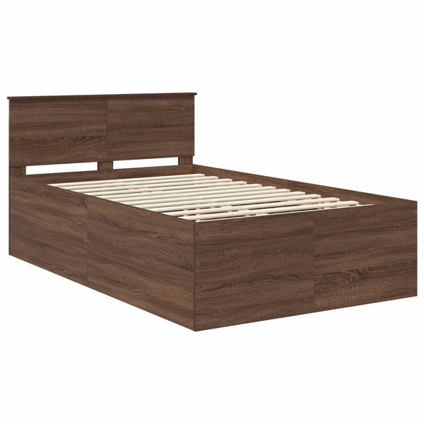 vidaXL Bed Frame Brown Oak Effect 120 x 200 cm Engineered Wood