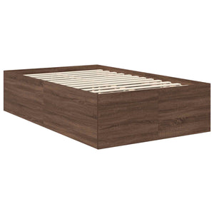 vidaXL Bed Frame Brown Oak Effect 120 x 200 cm Engineered Wood