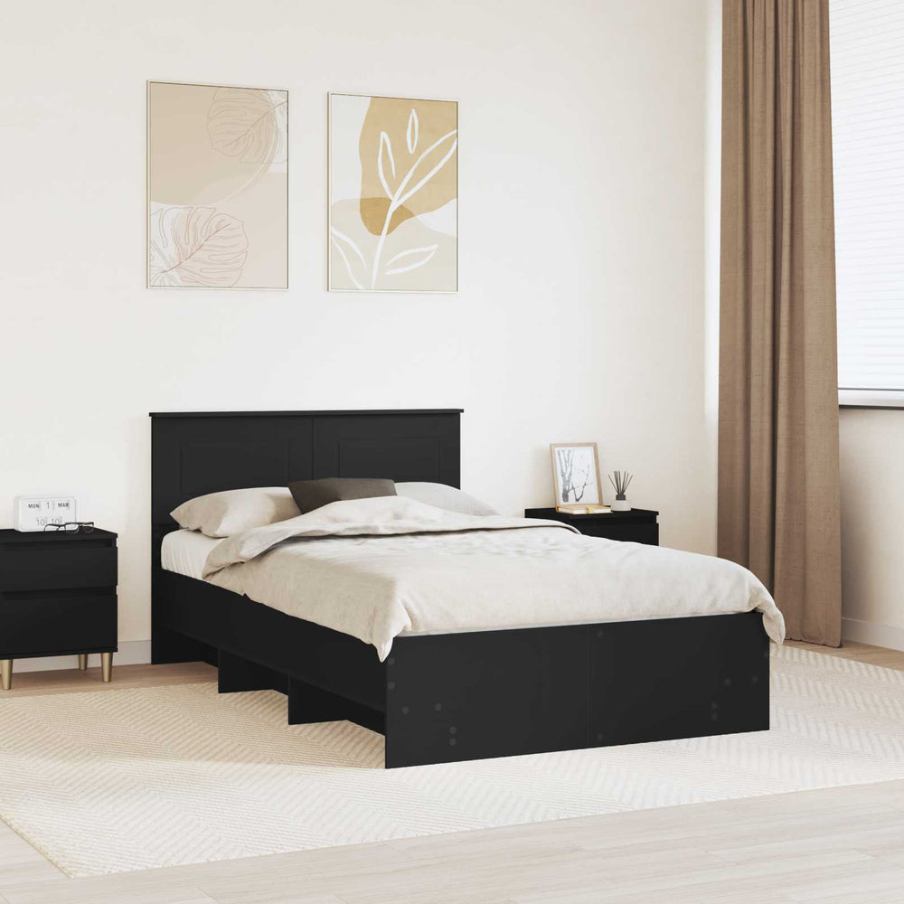 vidaXL Bed Frame with Headboard Black 137 x 203 cm Engineered Wood