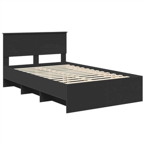 vidaXL Bed Frame with Headboard Black 137 x 203 cm Engineered Wood