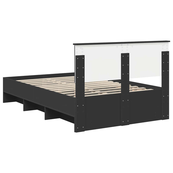 vidaXL Bed Frame with Headboard Black 137 x 203 cm Engineered Wood