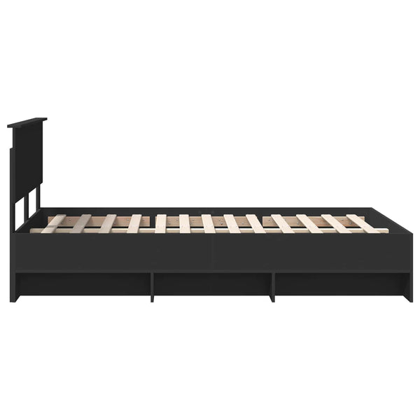 vidaXL Bed Frame with Headboard Black 137 x 203 cm Engineered Wood
