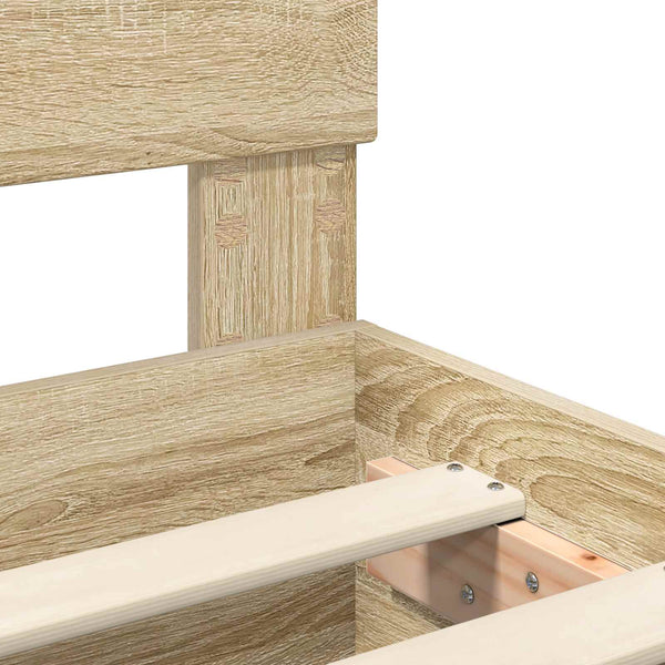vidaXL Bed Frame with Headboard Sonoma Oak 137 x 203 cm Engineered Wood