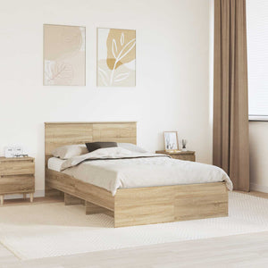 vidaXL Bed Frame with Headboard Sonoma Oak 137 x 203 cm Engineered Wood