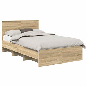 vidaXL Bed Frame with Headboard Sonoma Oak 137 x 203 cm Engineered Wood