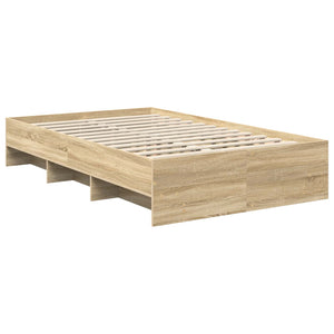 vidaXL Bed Frame with Headboard Sonoma Oak 137 x 203 cm Engineered Wood