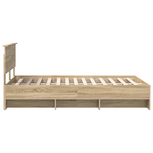 vidaXL Bed Frame with Headboard Sonoma Oak 137 x 203 cm Engineered Wood