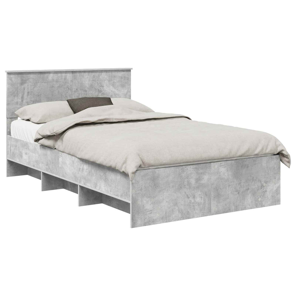 vidaXL Bed Frame with Headboard Concrete Grey 137 x 203 cm Engineered Wood