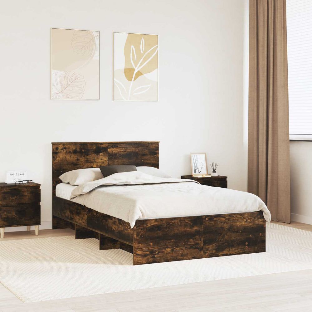 vidaXL Bed Frame Smoked Oak 137 x 203 cm Engineered Wood