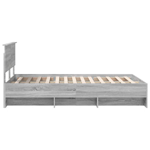 vidaXL Bed Frame Sonoma Grey 137 x 203 cm Engineered Wood