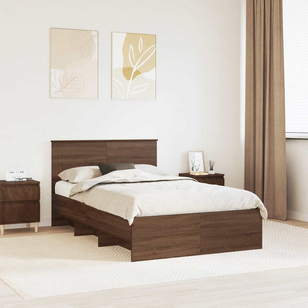 vidaXL Bed Frame Brown Oak Look 137 x 203 cm Engineered Wood