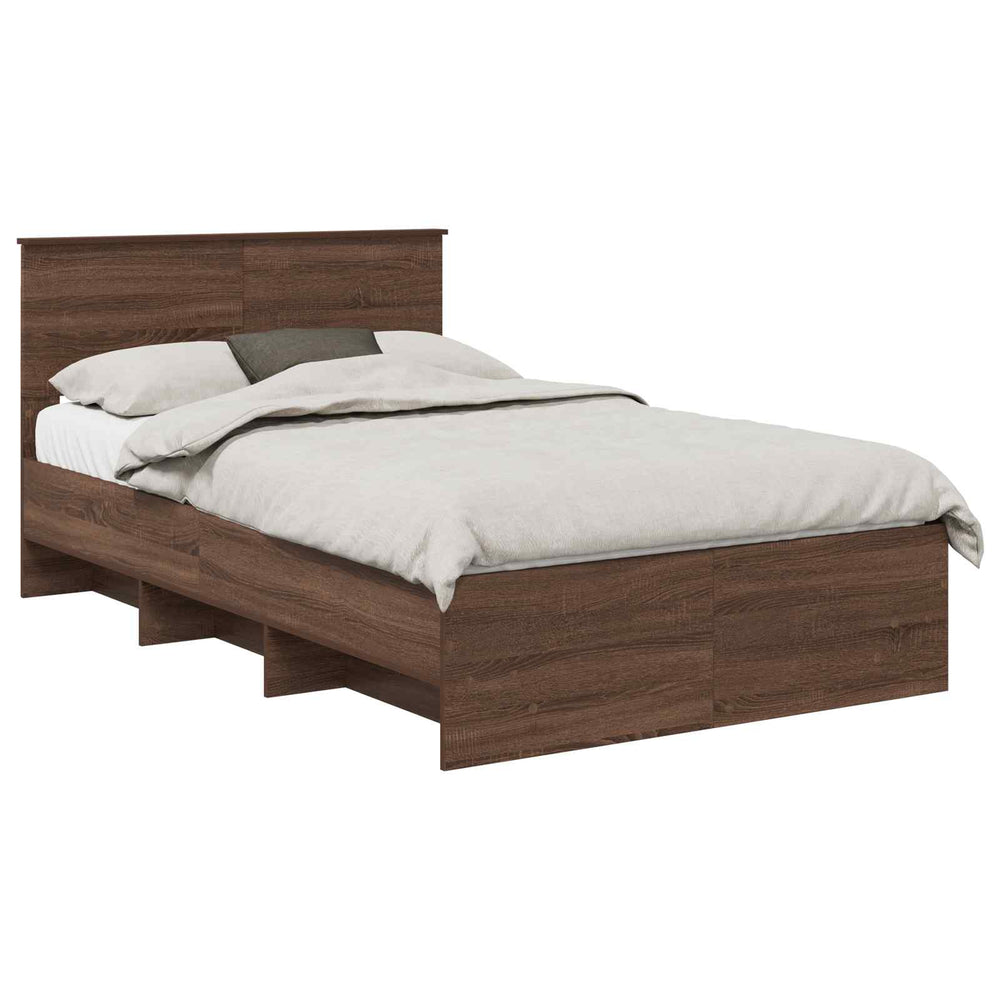 vidaXL Bed Frame Brown Oak Look 137 x 203 cm Engineered Wood