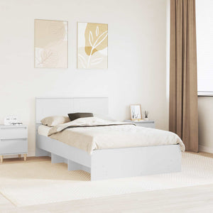 vidaXL Bed Frame with Headboard White 120 x 123 cm Engineered Wood
