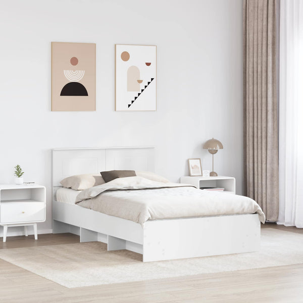 vidaXL Bed Frame with Headboard White 120 x 123 cm Engineered Wood