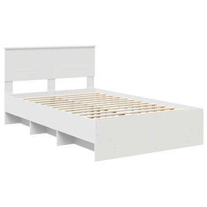 vidaXL Bed Frame with Headboard White 120 x 123 cm Engineered Wood