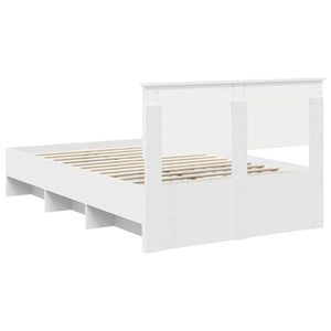 vidaXL Bed Frame with Headboard White 120 x 123 cm Engineered Wood