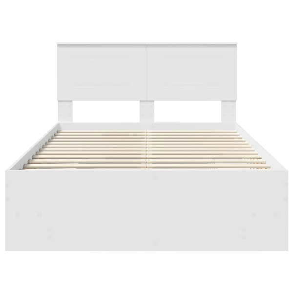 vidaXL Bed Frame with Headboard White 120 x 123 cm Engineered Wood