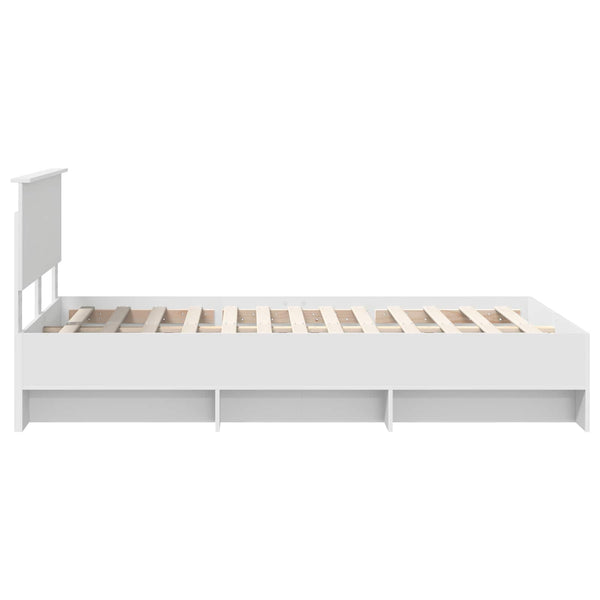 vidaXL Bed Frame with Headboard White 120 x 123 cm Engineered Wood
