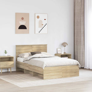 vidaXL Bed Frame with Headboard Sonoma Oak 120 x 200 cm Engineered Wood