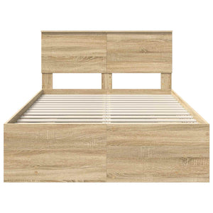 vidaXL Bed Frame with Headboard Sonoma Oak 120 x 200 cm Engineered Wood