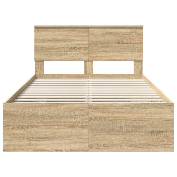 vidaXL Bed Frame with Headboard Sonoma Oak 120 x 200 cm Engineered Wood