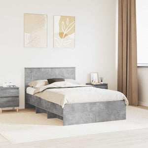 vidaXL Bed Frame with Headboard Concrete Grey 120 x 200 cm Engineered Wood