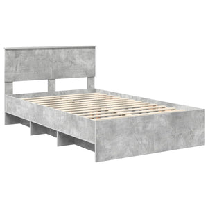 vidaXL Bed Frame with Headboard Concrete Grey 120 x 200 cm Engineered Wood